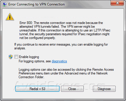 Image result for VPN Error 800 Windows 8.1